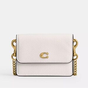 Coach Mini Wallet 💳 👛 🪪 On A Chain Cream Leather Cross-body